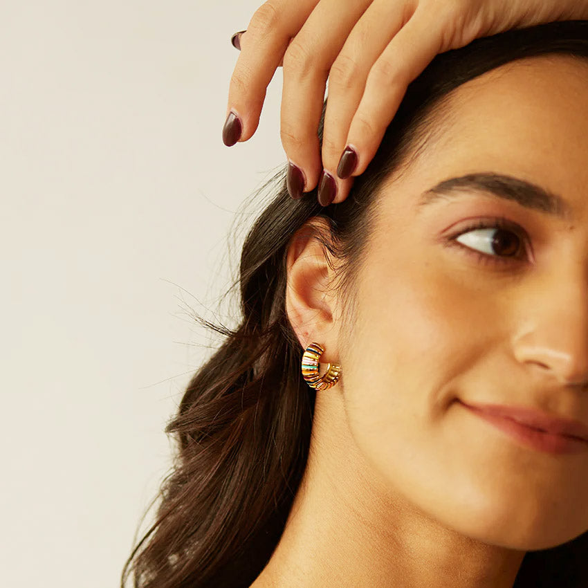 Chelsea – Golden Hoops with Rainbow Stripes