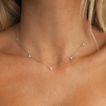 Silver Necklace with Cluster Crystals