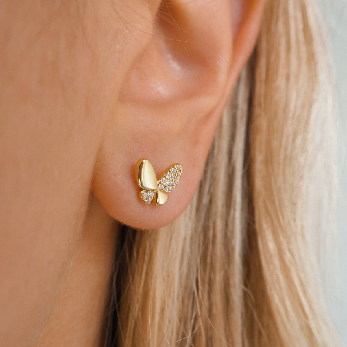 Butterfly earrings with pave crystals