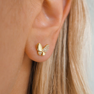 Butterfly earrings with pave crystals