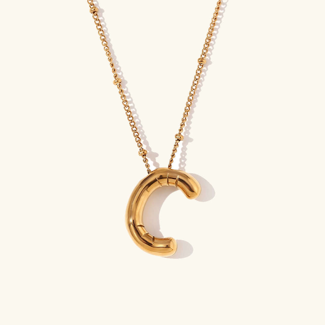 Gold Balloon Initial Necklace