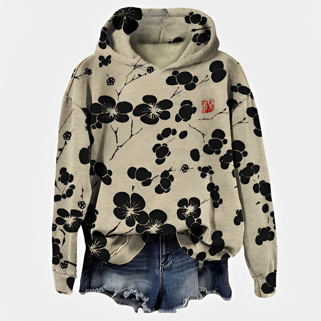 Emelyn - A hoodie with floral pattern for women