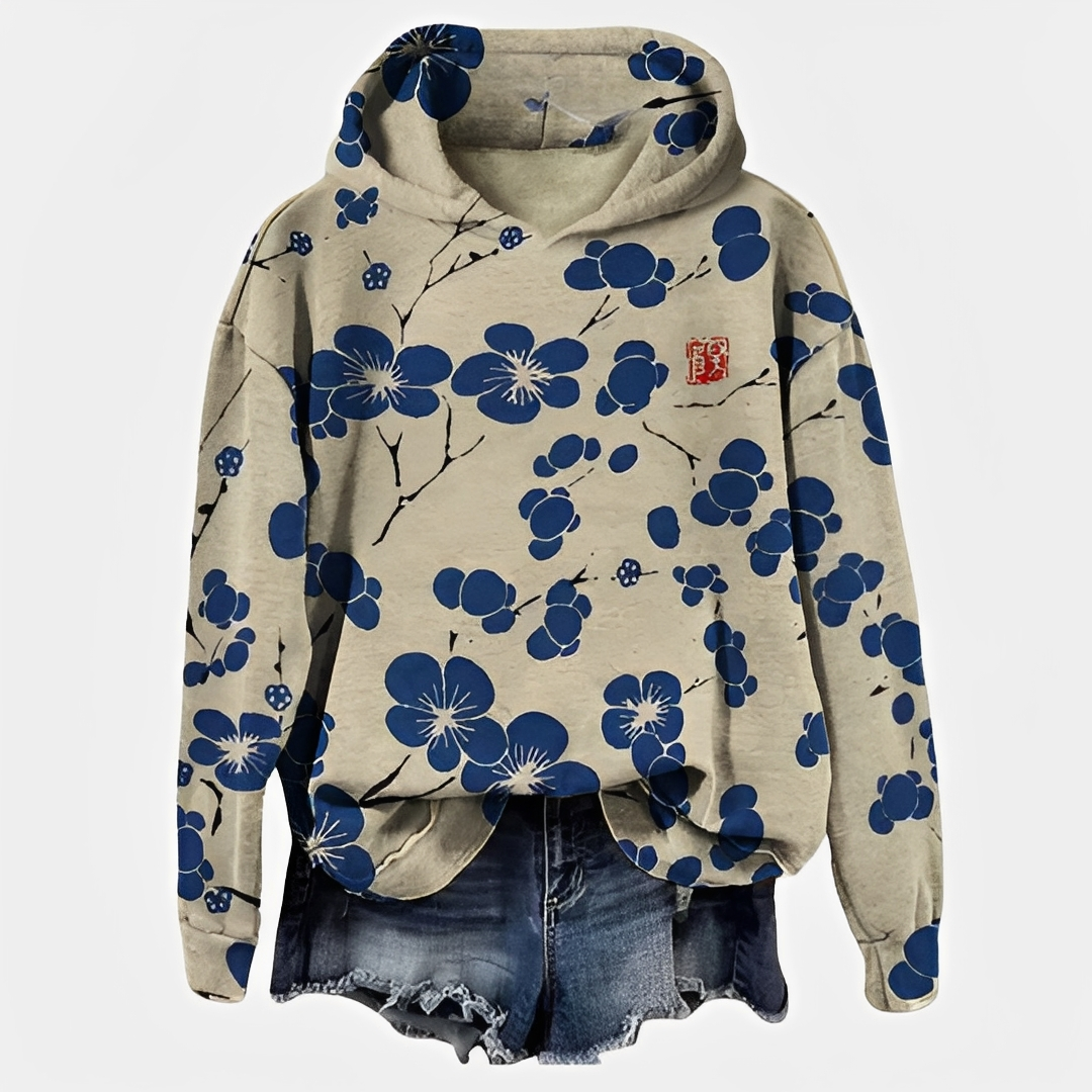 Emelyn - A hoodie with floral pattern for women