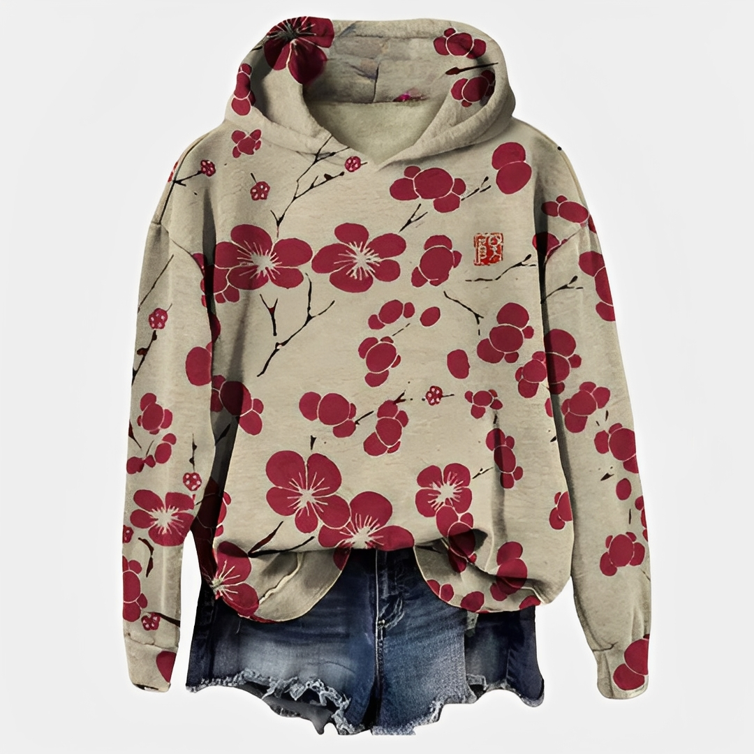 Emelyn - A hoodie with floral pattern for women