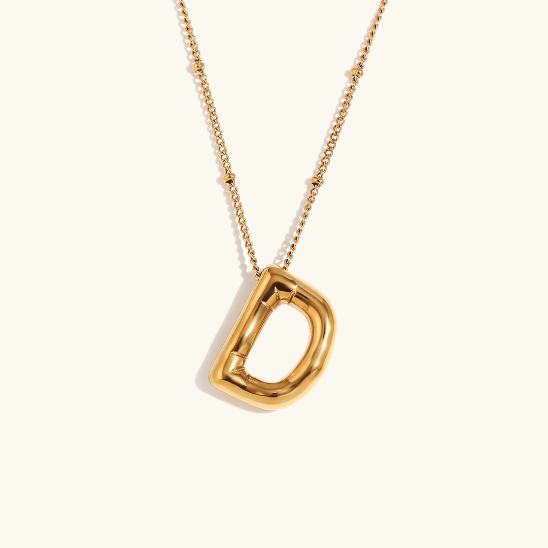 Gold Balloon Initial Necklace