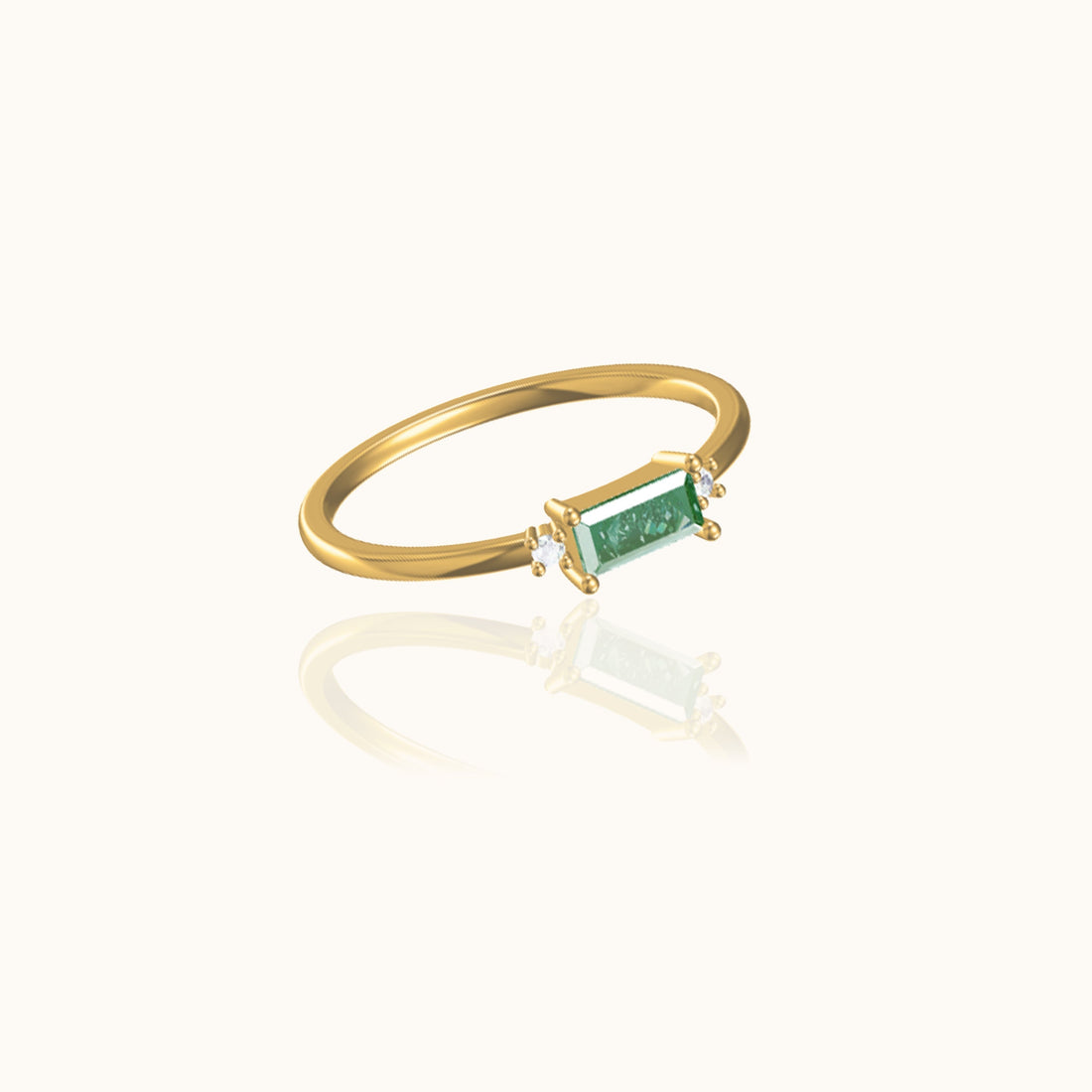 Fen – Green baguette ring