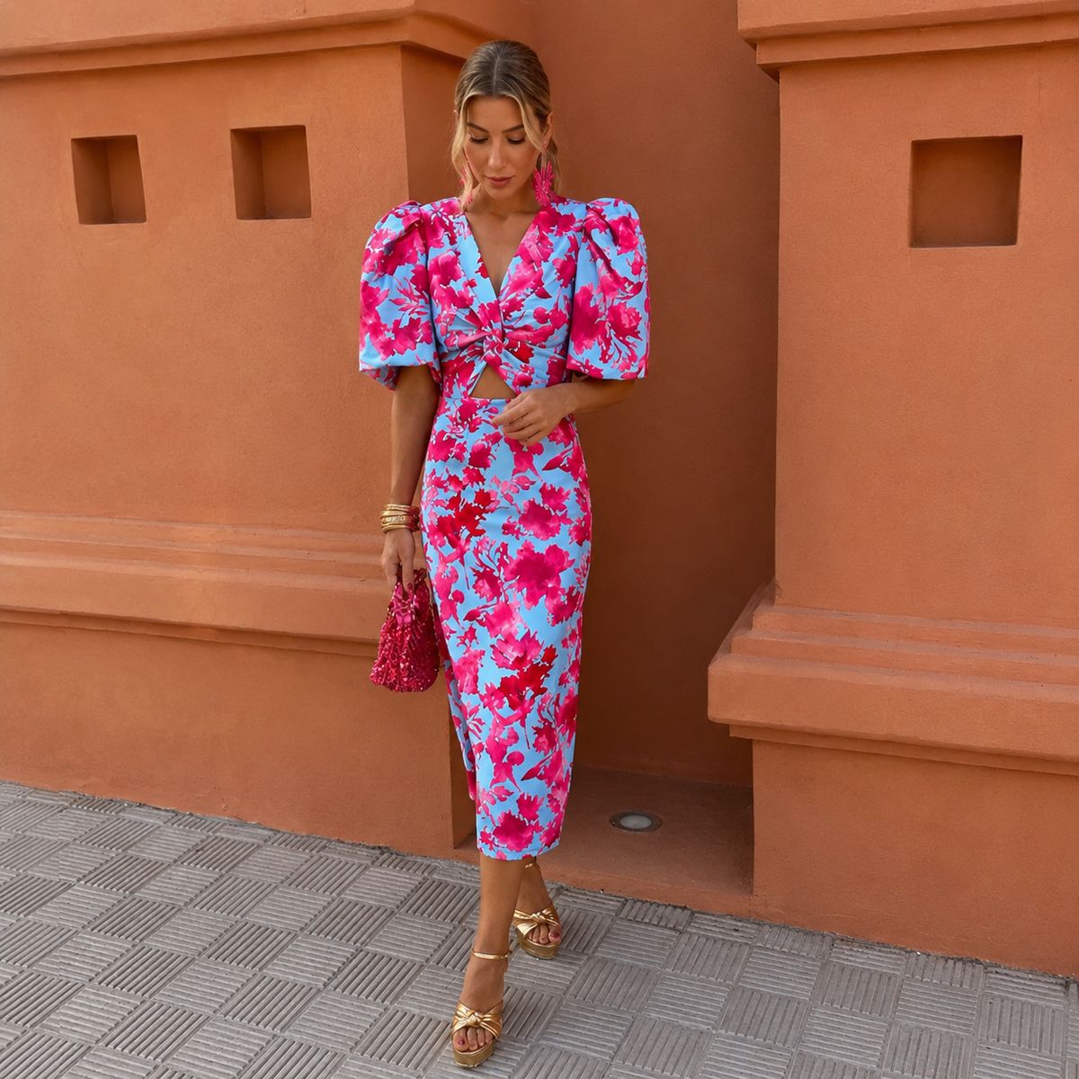 Glecy - Elegant women's dress with flowing sleeves