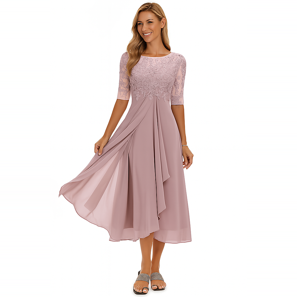 Ximena - Elegant Ladies Dress with Lace to the Knee