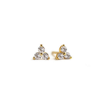Tiny Pave Clover Earrings