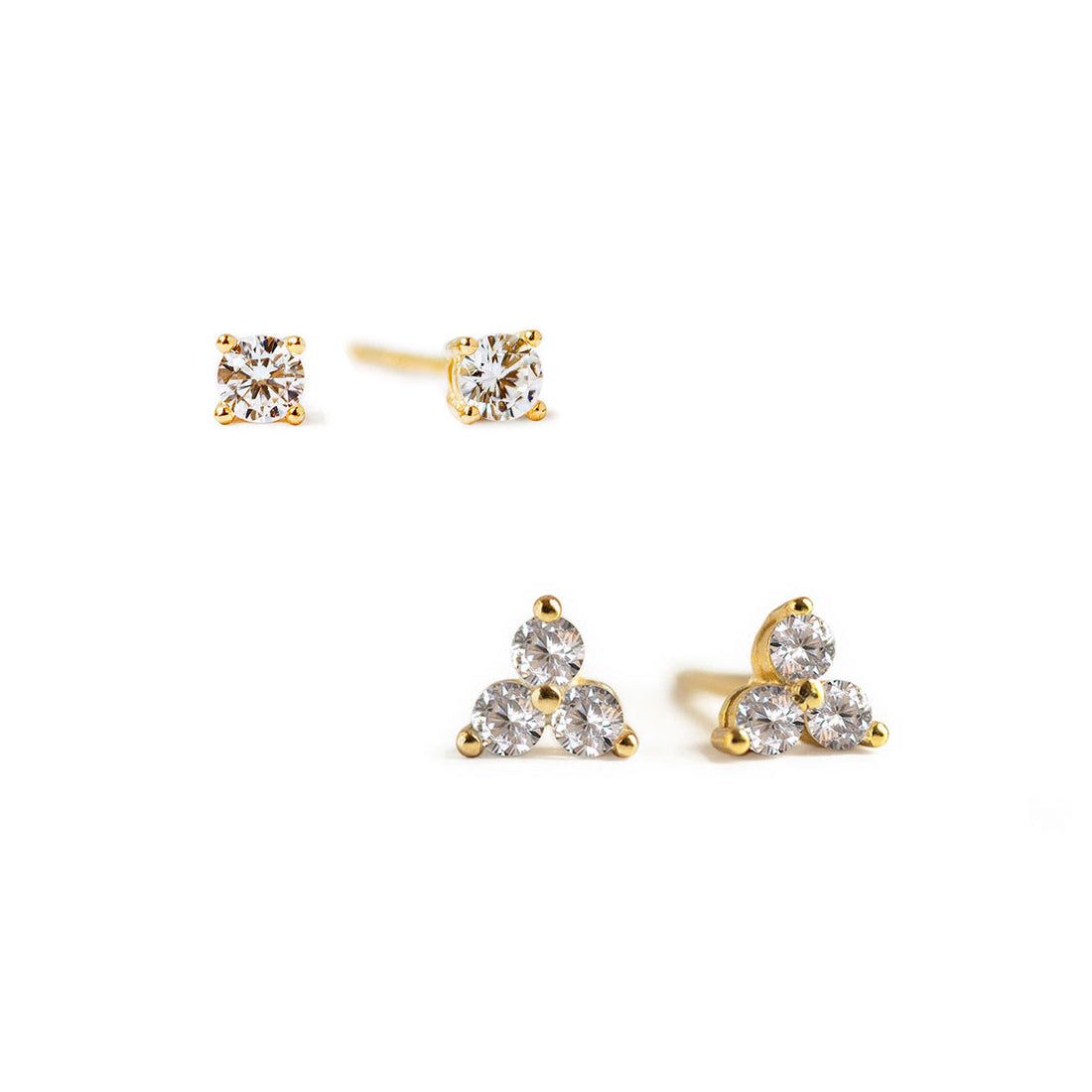 Tiny Clover Pave Earring Set