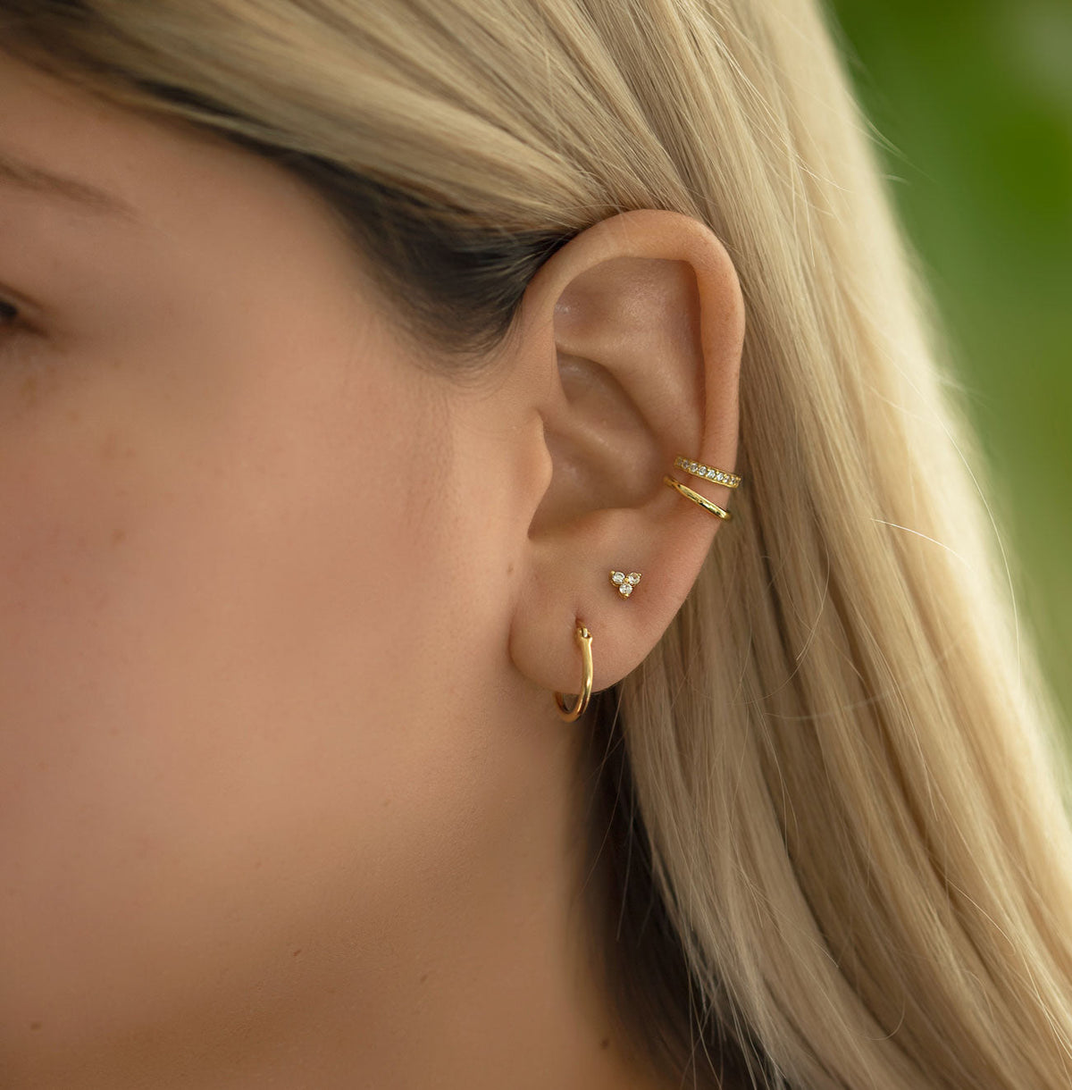 Tiny Pave Clover Earrings