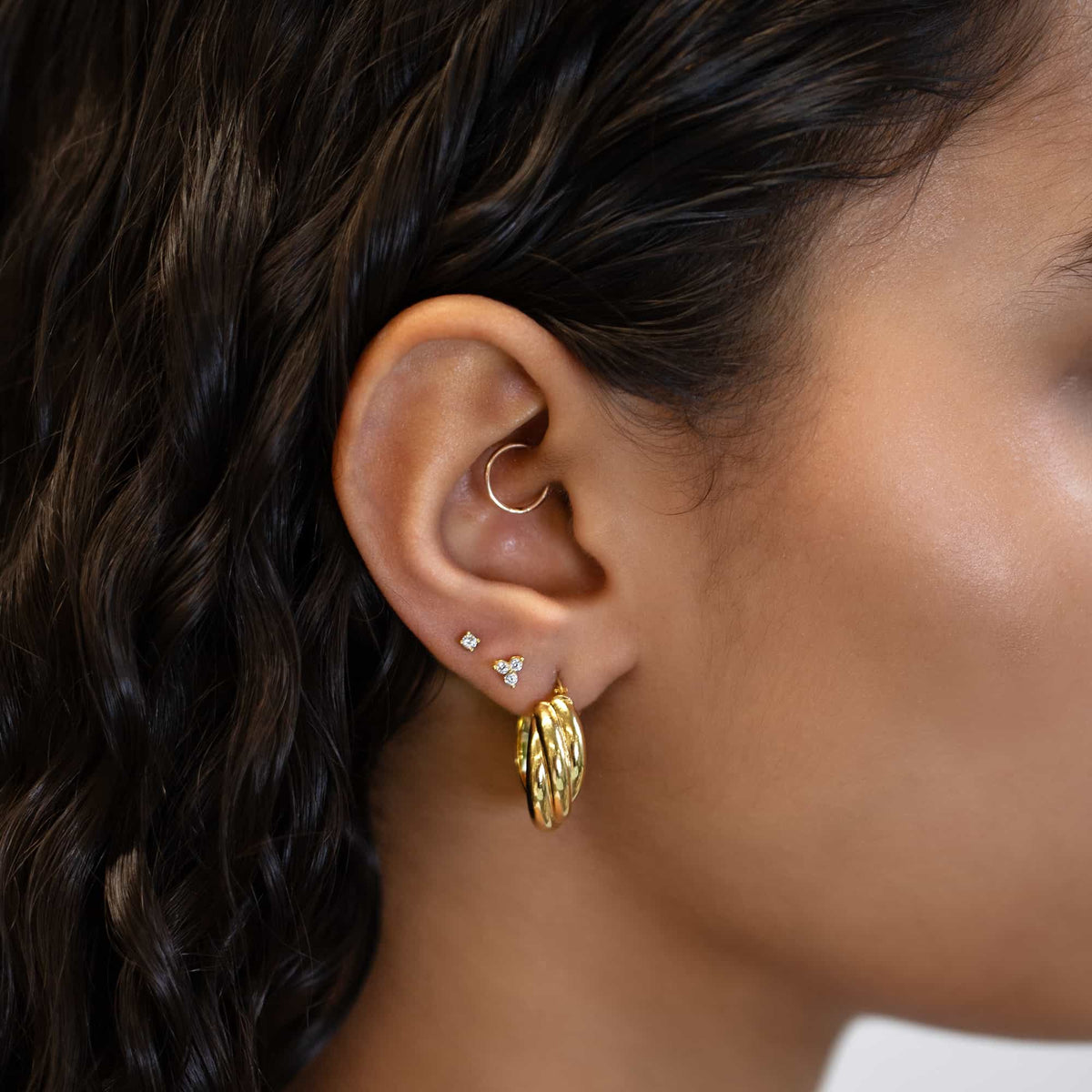 Tiny Pave Clover Earrings
