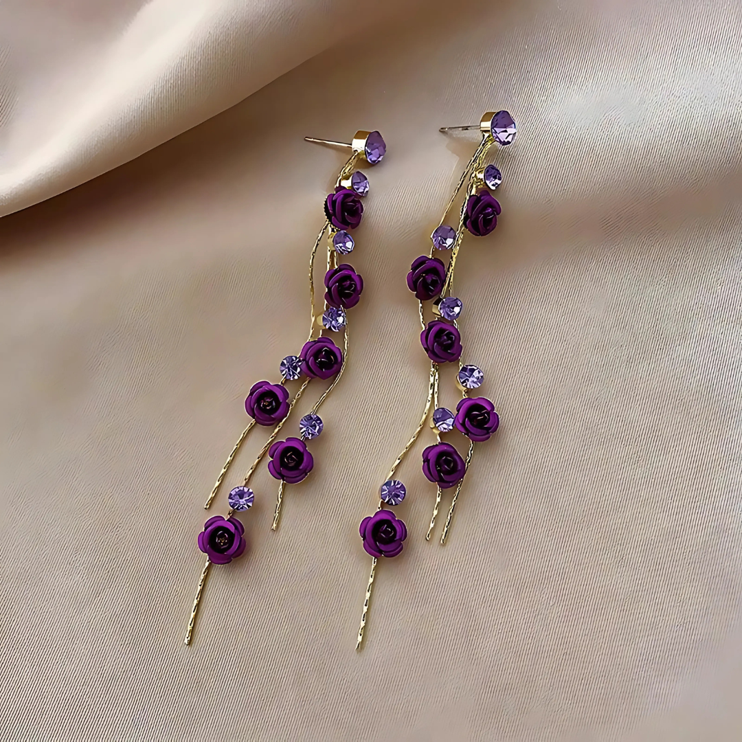 Floréa – Golden earrings with hanging flowers