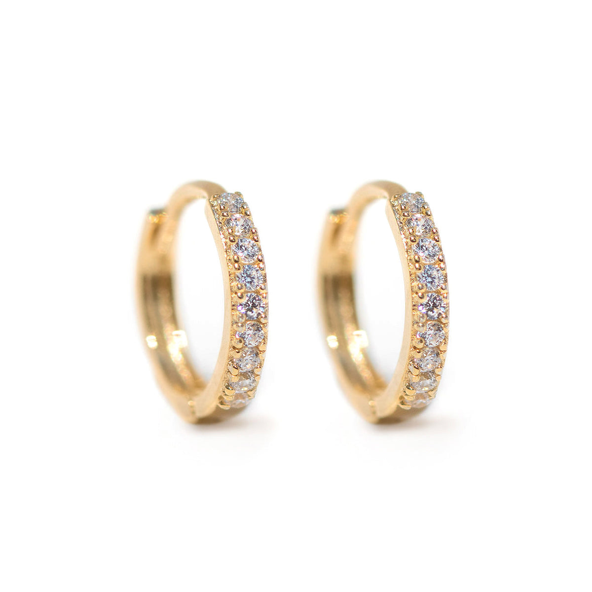 Thin Huggie Earrings with Pave Crystals
