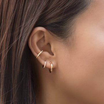 Thin Huggie Earrings with Pave Crystals