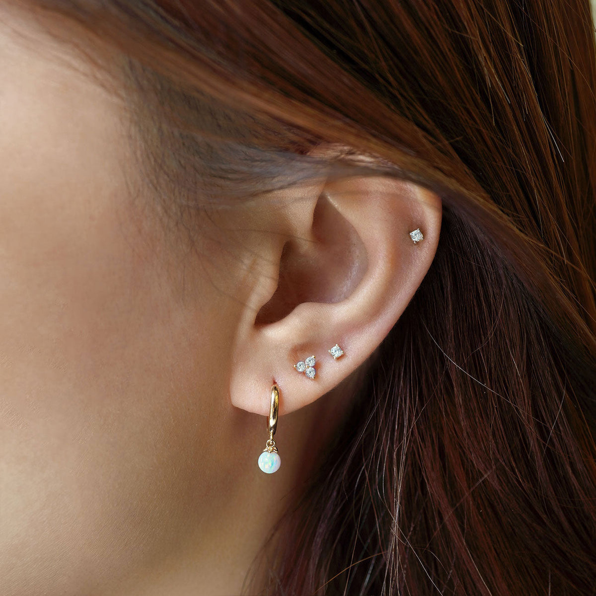 Tiny Clover Pave Earring Set