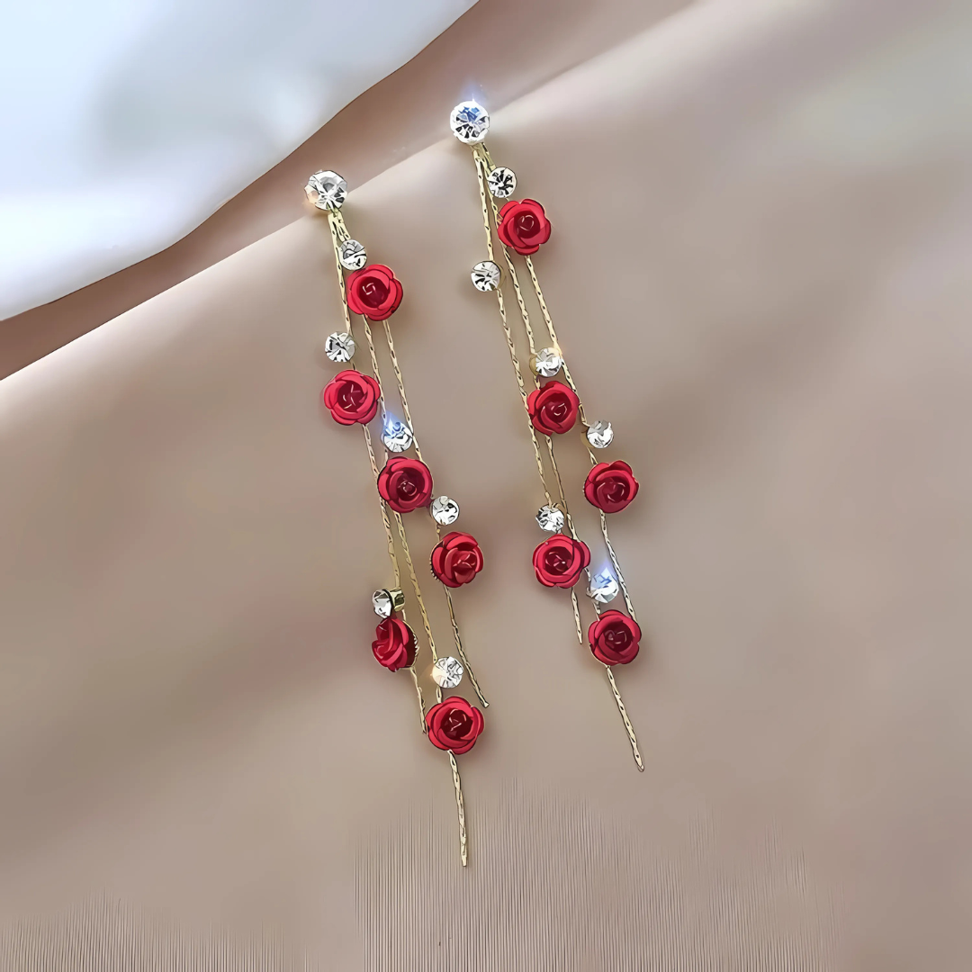 Floréa – Golden earrings with hanging flowers