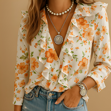 Aleida - Stylish Women's Blouse with Long Sleeves and Ruffles