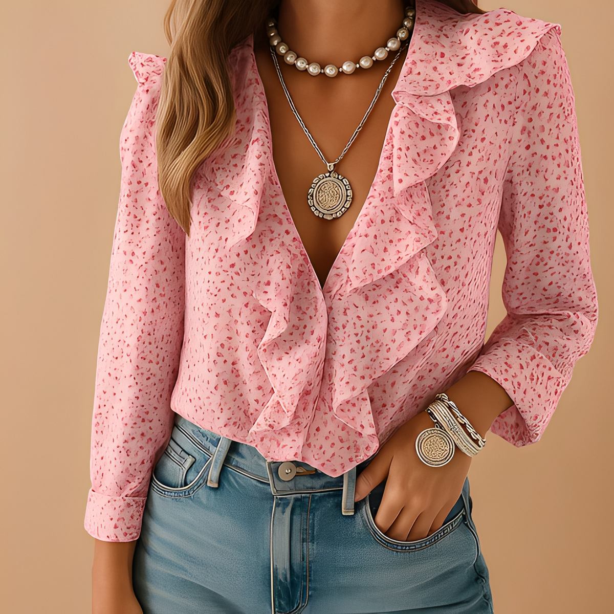 Aleida - Stylish Women's Blouse with Long Sleeves and Ruffles