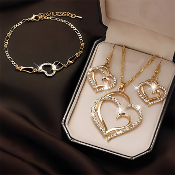 Celia – Romantic Necklace & Earrings Set in Gold