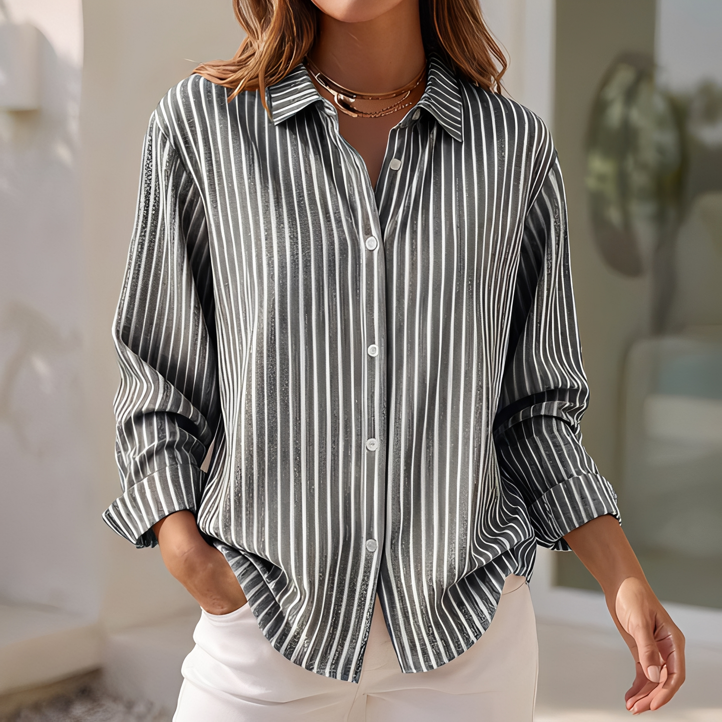 Lenna - Women's relaxed fit striped summer shirt