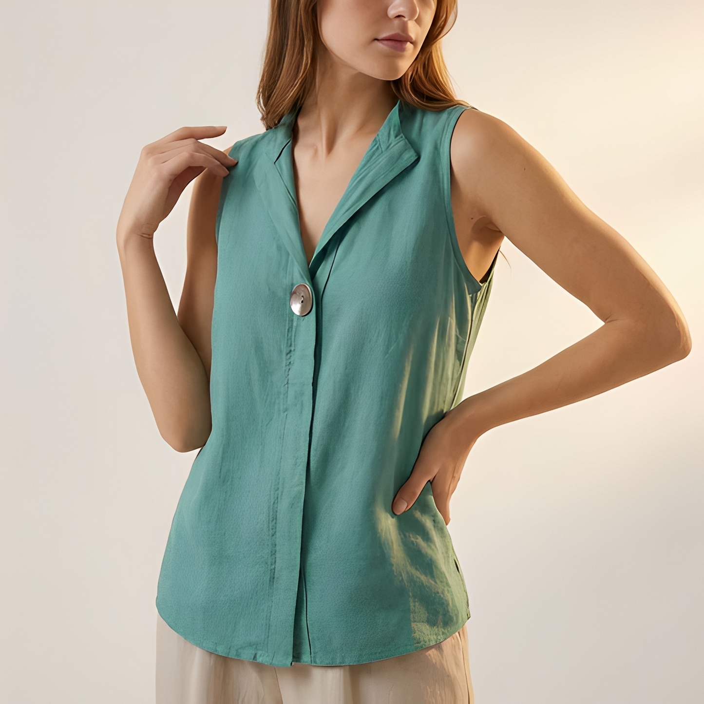 Janice - Women's sleeveless blouse with a loose fit