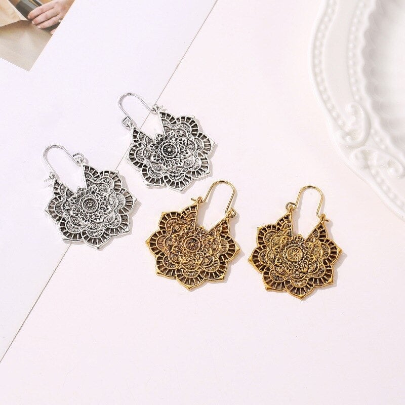 Sanya – Lotus Mandala Earrings
