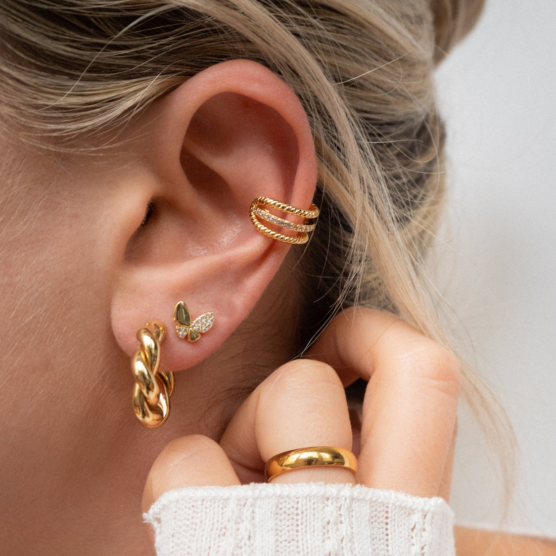 Butterfly earrings with pave crystals