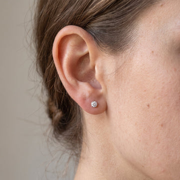 Flat Back Earrings Without Thread of 2 mm with CZ
