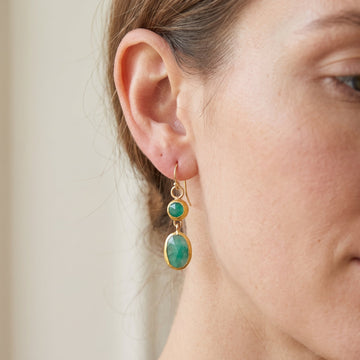 Mireya – Vintage golden earrings with turquoise stone