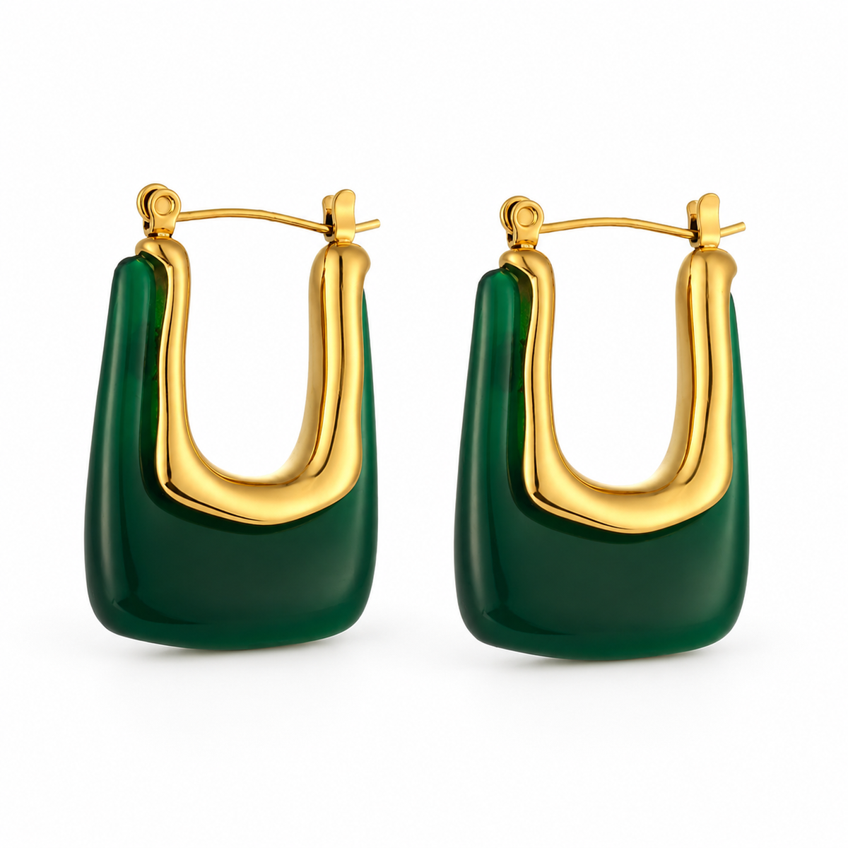 Eline – Green Acrylic Rectangular Earrings