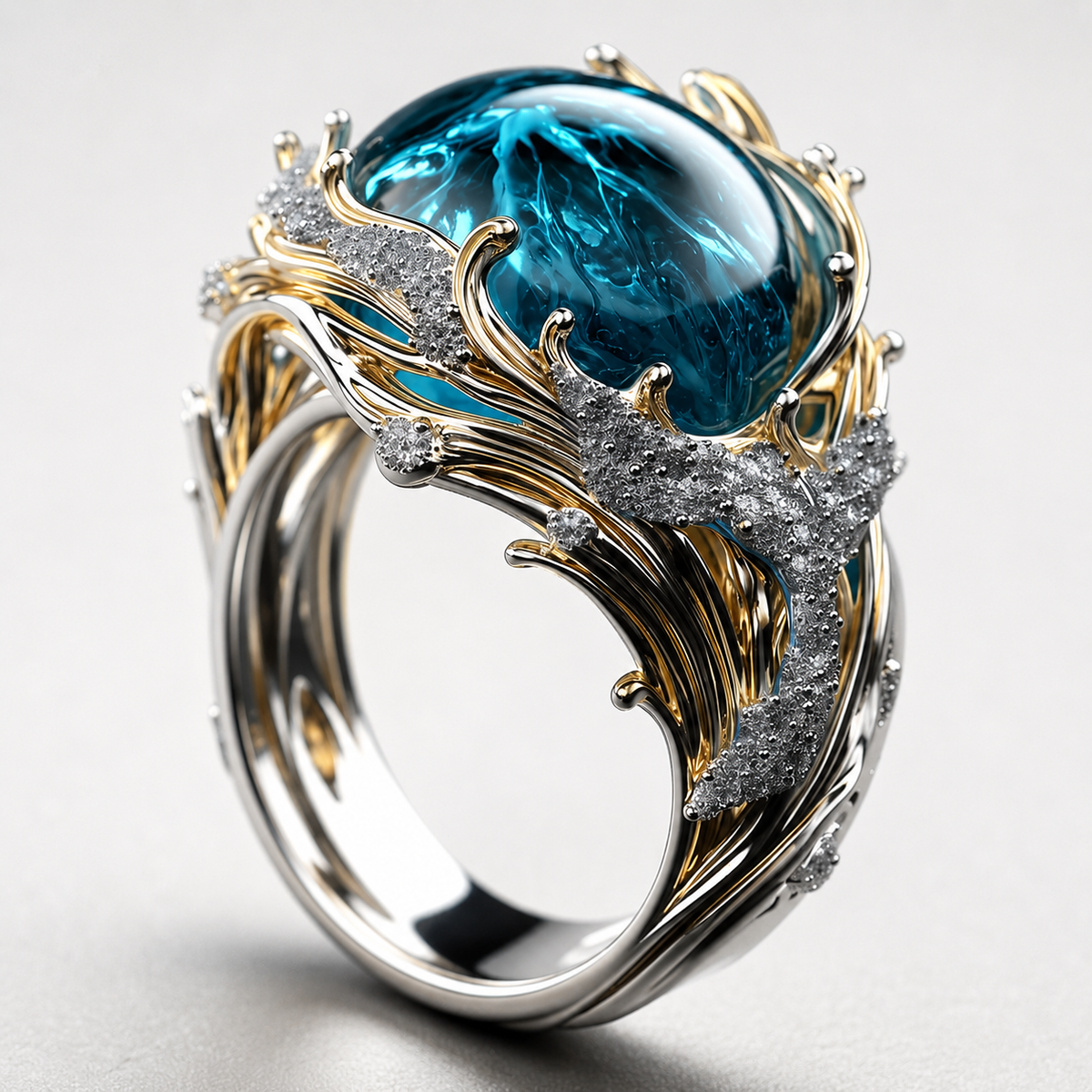 Selena – Vintage ring of oceanic crystal