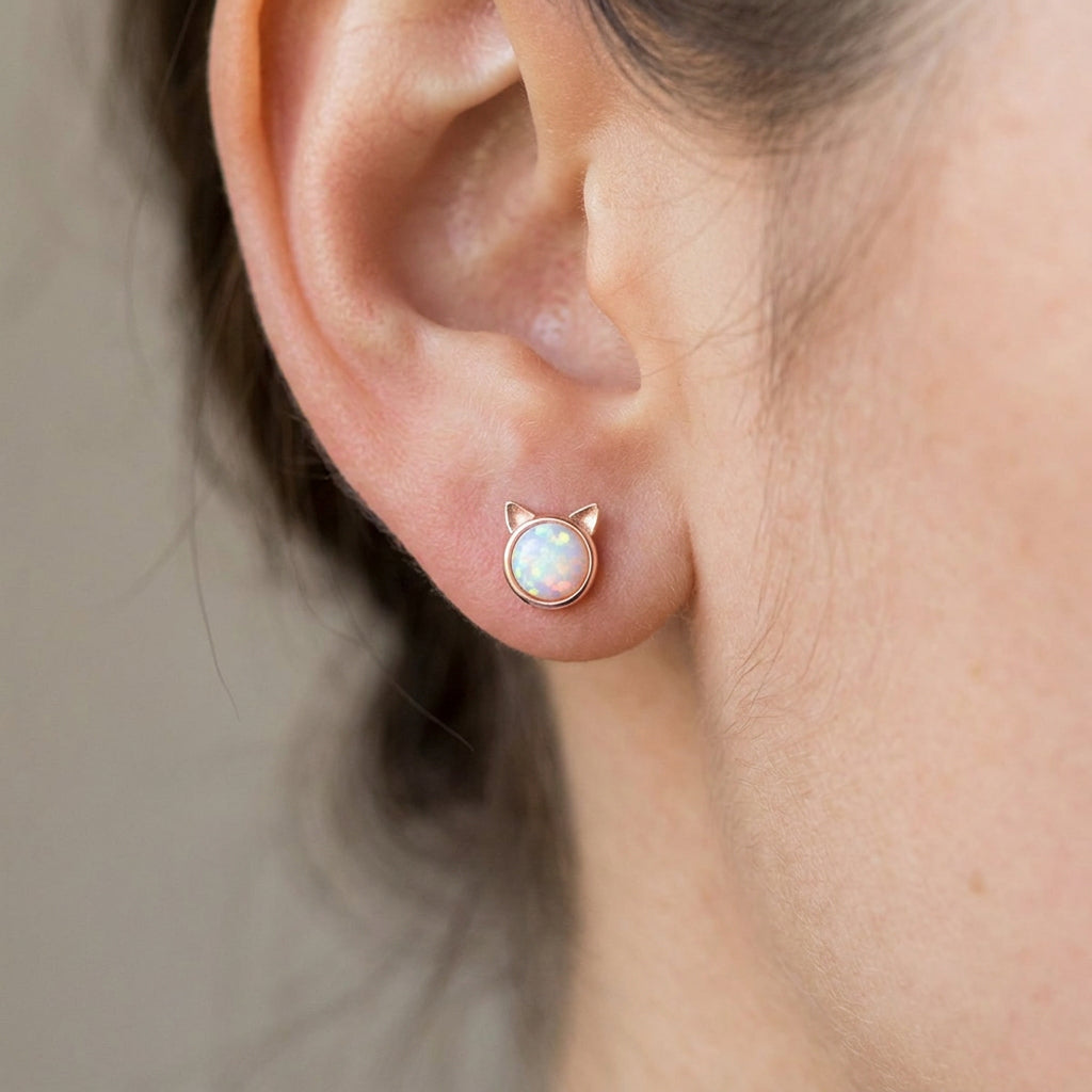 Sepideh - Cat Ear Opal Stone Earrings
