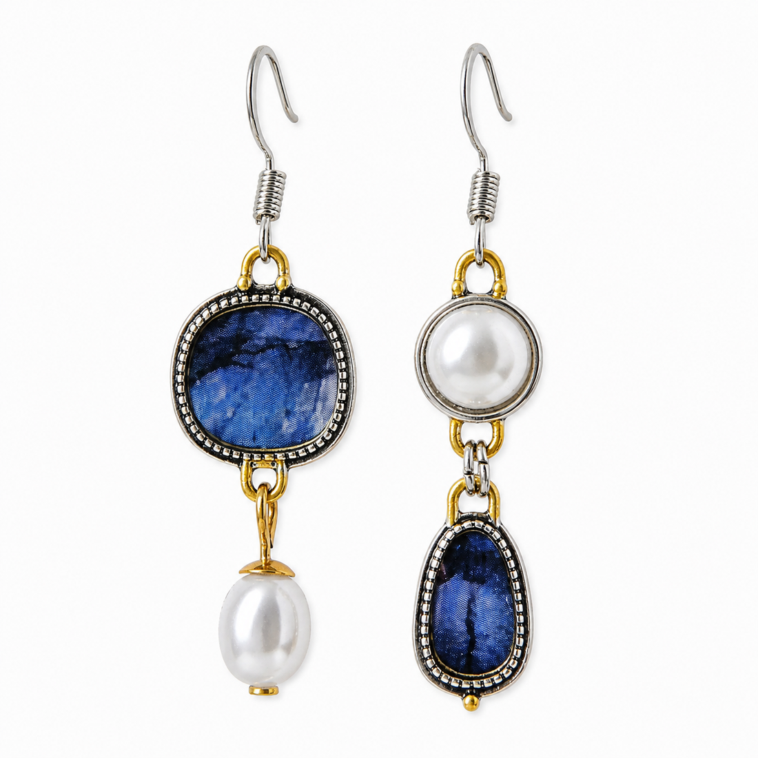 Maelis – Vintage earrings of blue stone and pearls