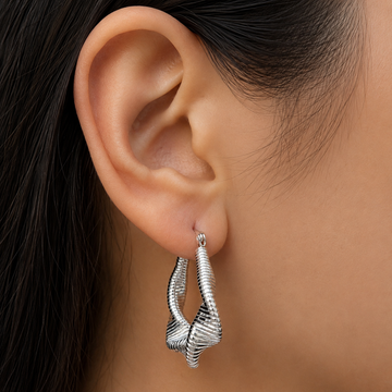 Lyra - Silver hoops with fluid waves