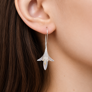 Silver Jasmine Flower Drop Earrings