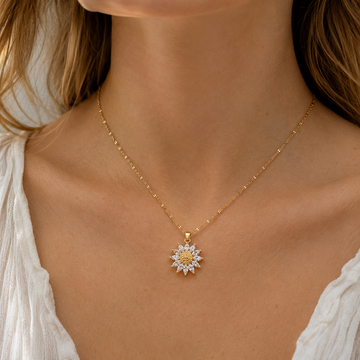 Jennie – Sunflower Crystal Necklace and Gold Finish