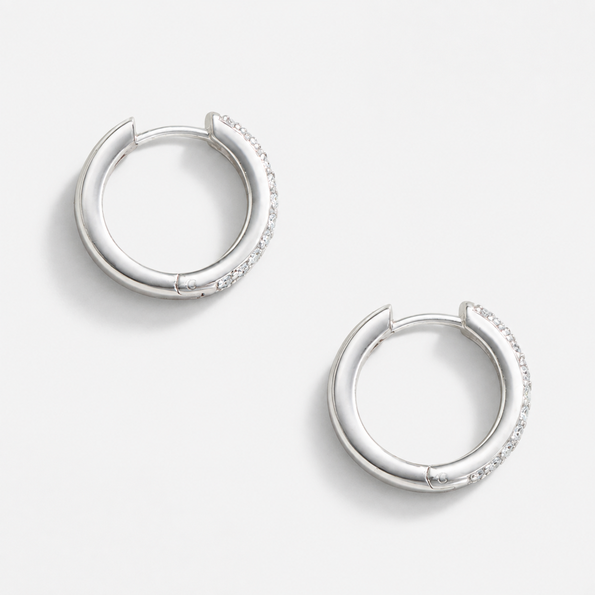 Manda - Silver Huggies with Tiny Pavé