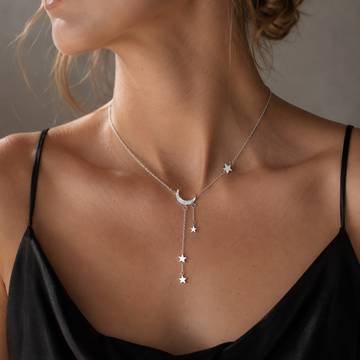 Lunara – Silver Necklace with Moon and Stars