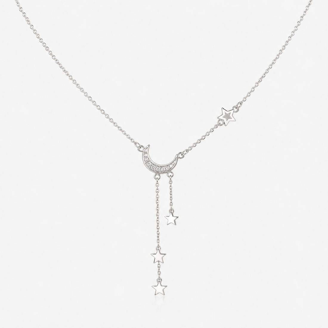 Lunara – Silver Necklace with Moon and Stars
