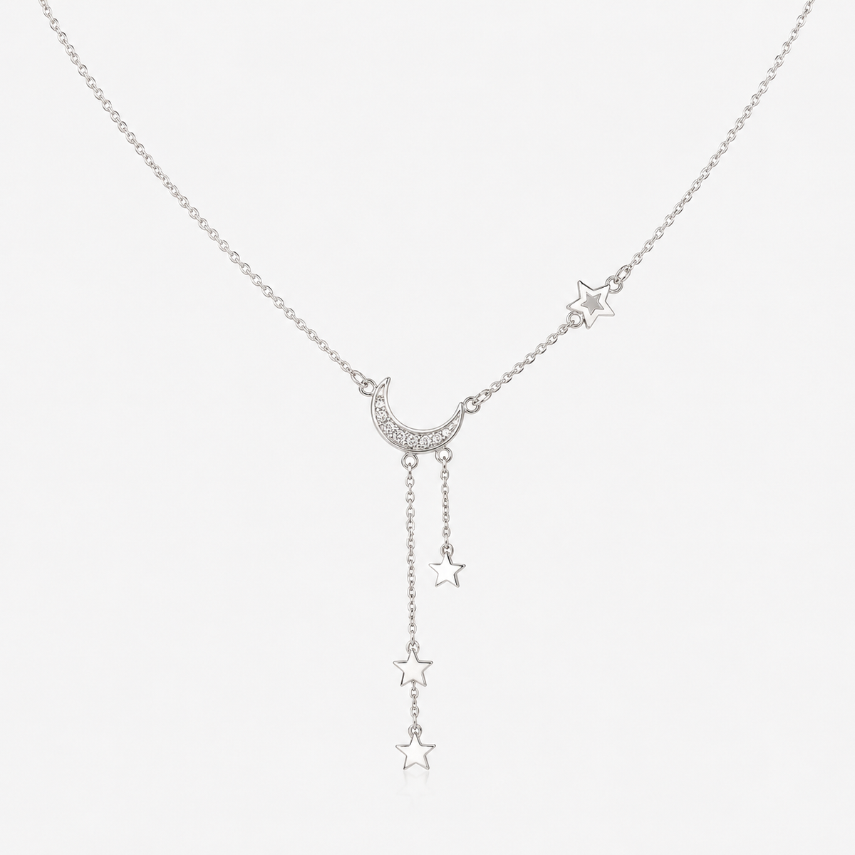 Lunara – Silver Necklace with Moon and Stars