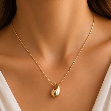 Large Water Drop Necklace - Gold Necklace with Water Drop Pendant