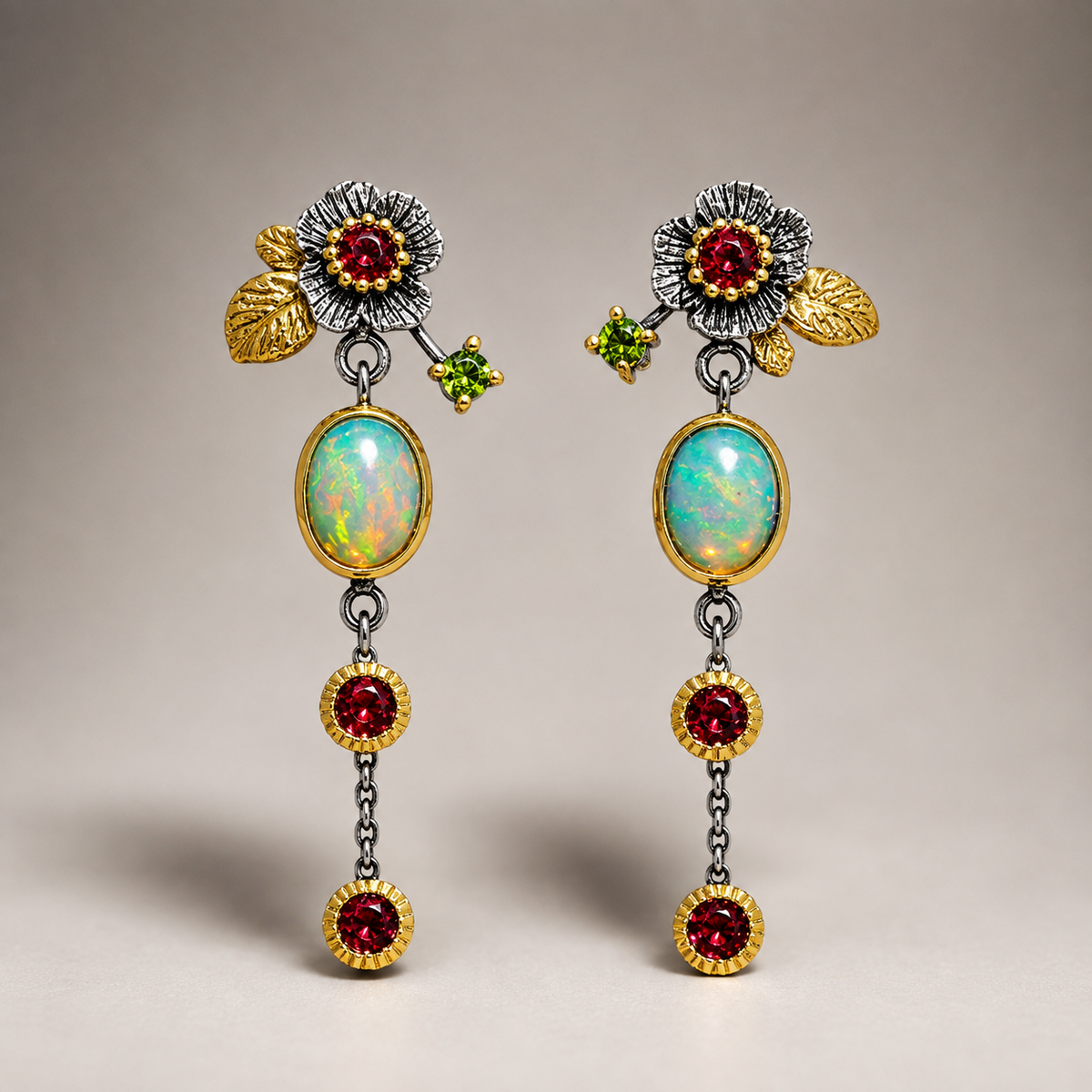 Zyra – Boho earrings in white and red