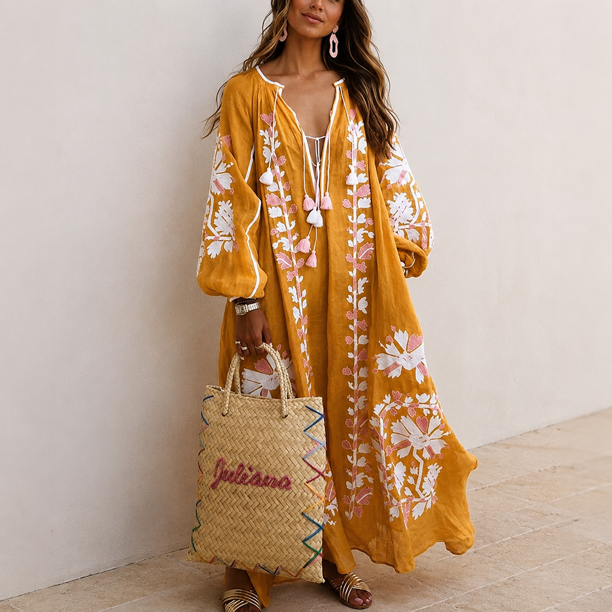 Nelia - Casual bohemian summer dress with floral pattern