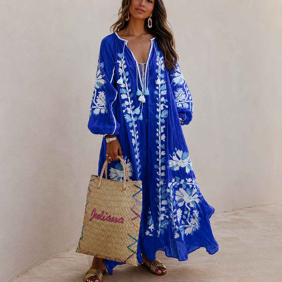 Nelia - Casual bohemian summer dress with floral pattern