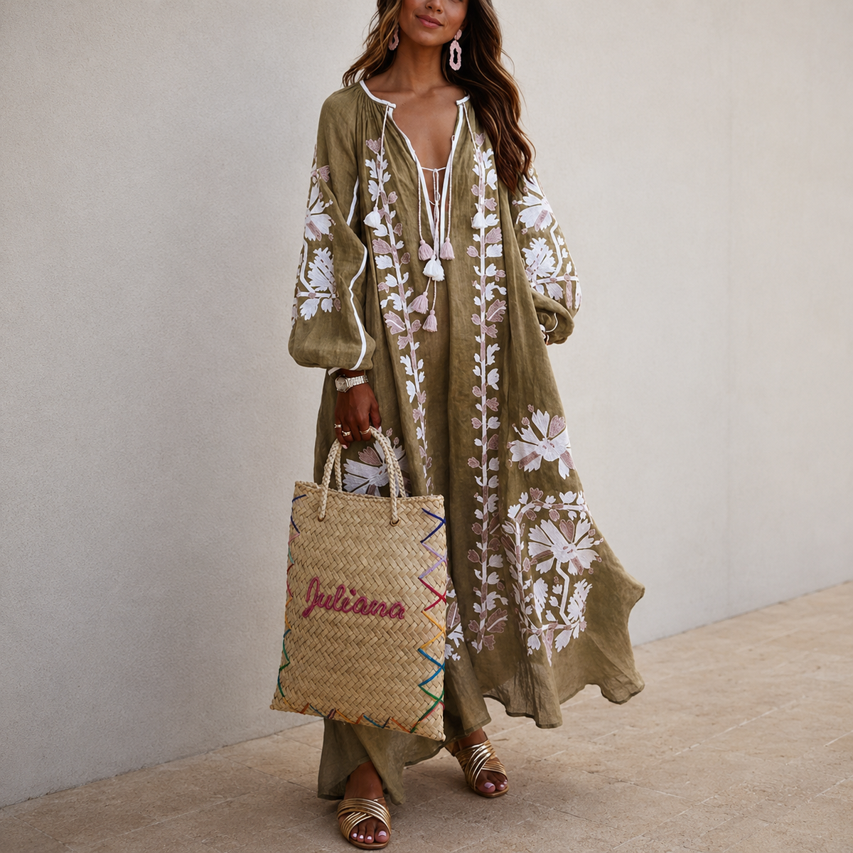 Nelia - Casual bohemian summer dress with floral pattern