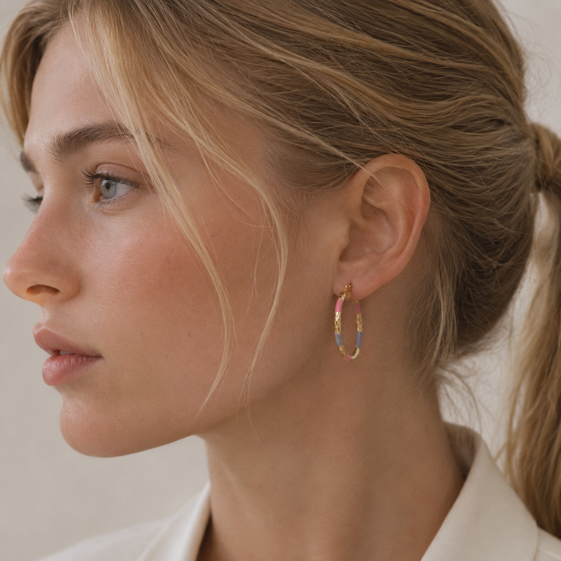 Delphine – Golden Vintage Earrings with Colors