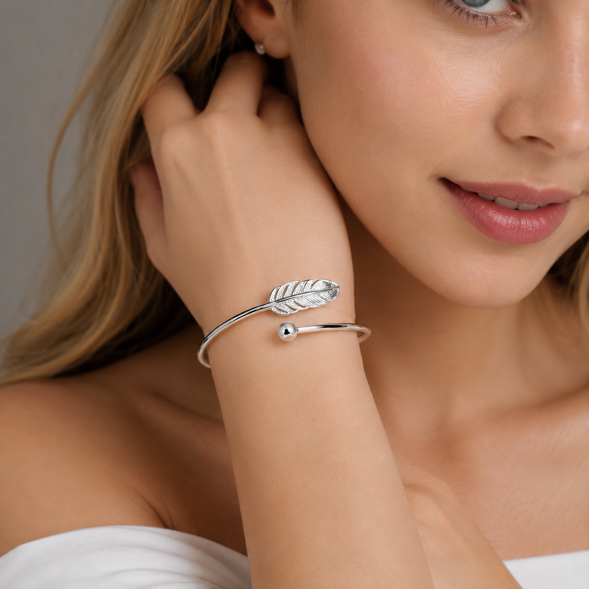 Silver Feather Bracelet - Feather Bracelet