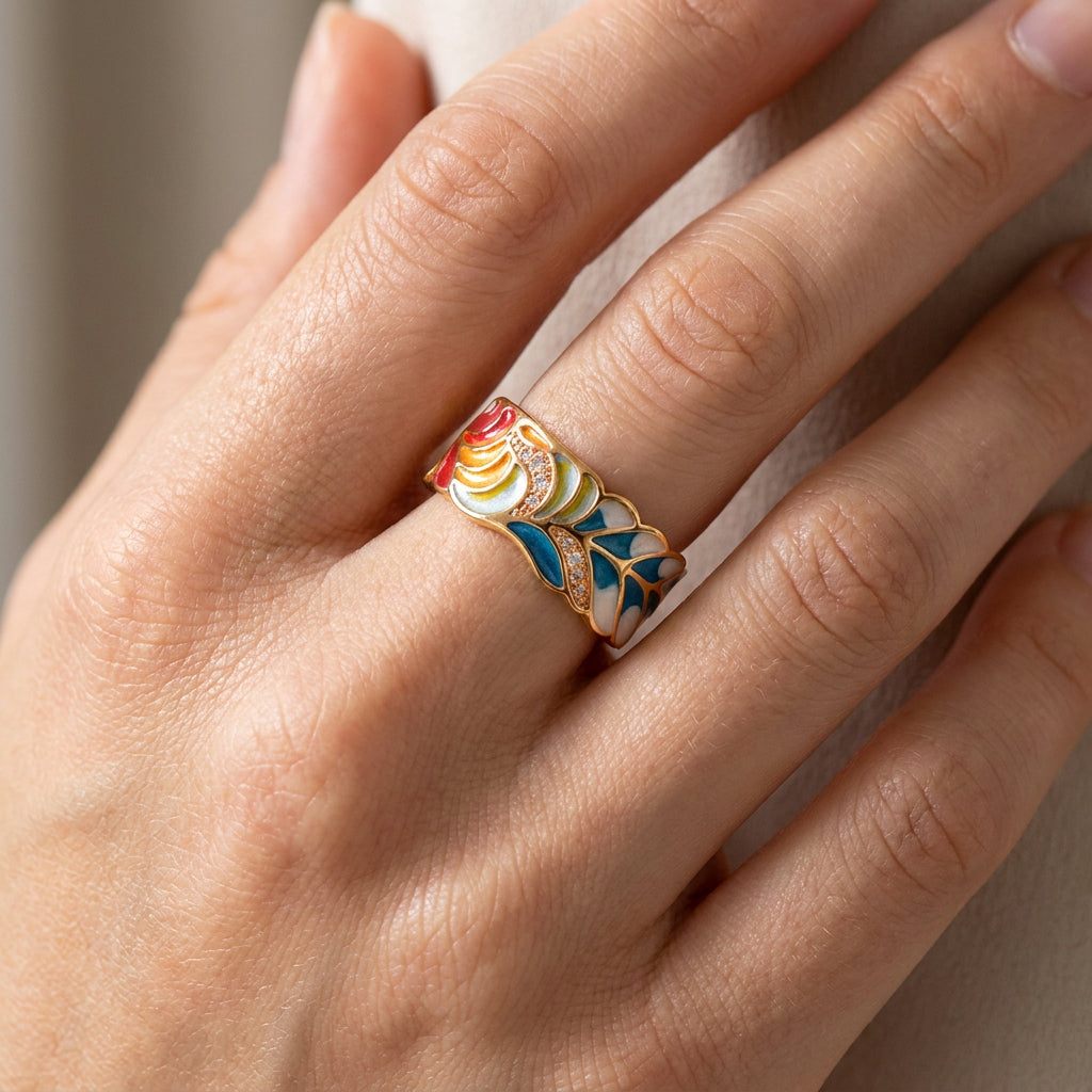 Isolde – Ring with Hand-Painted Flowers