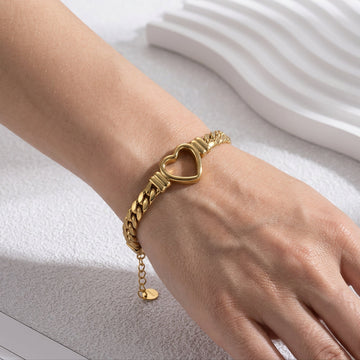 Hollow Heart Gold Bracelet - Open Heart Bracelet